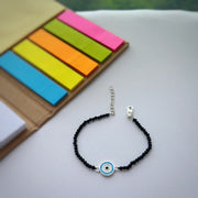COUPLE - Nazar Guardian Silver Bracelets (With Black Onyx Beads For Women)