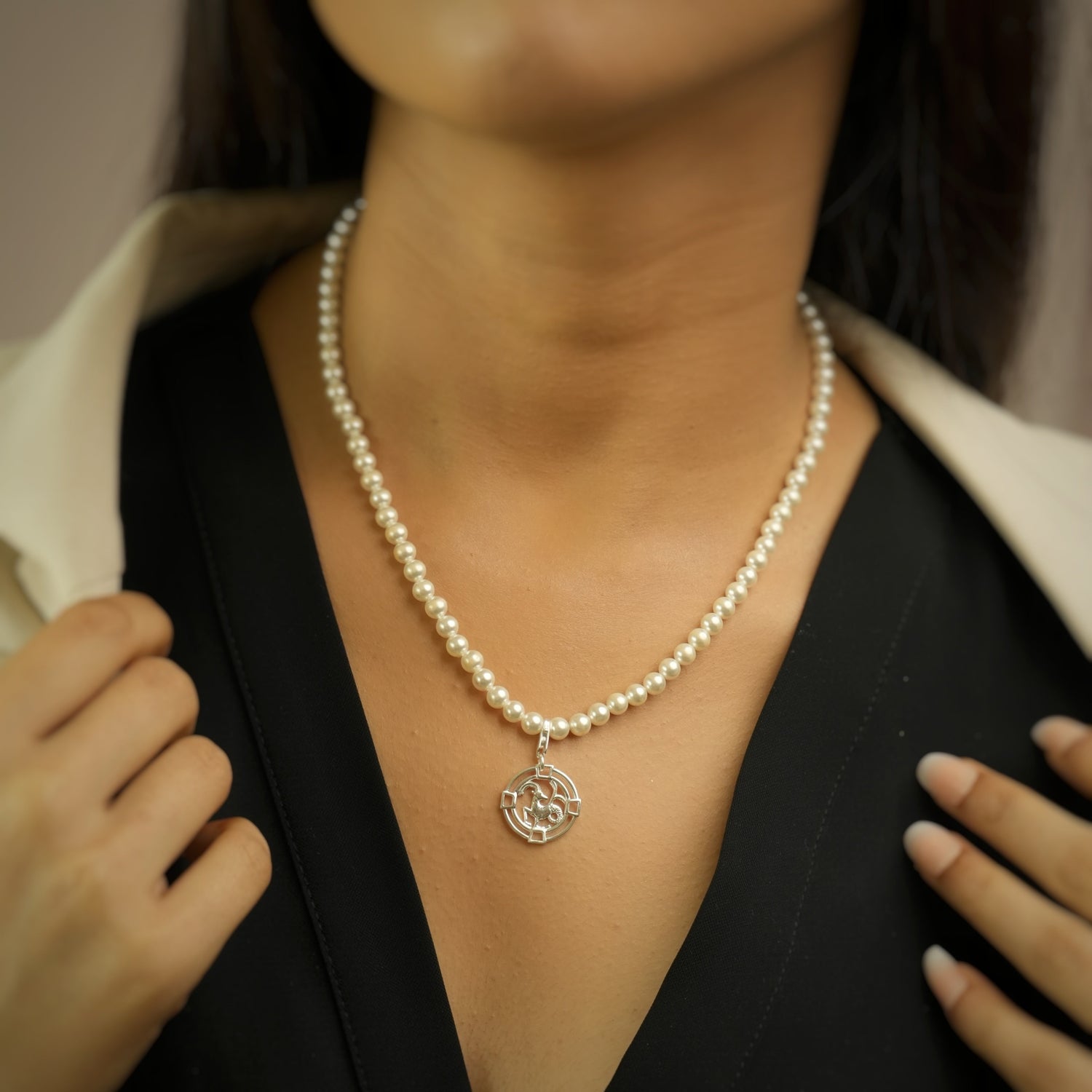 Aquarius Pearl 92.5 Silver Necklace