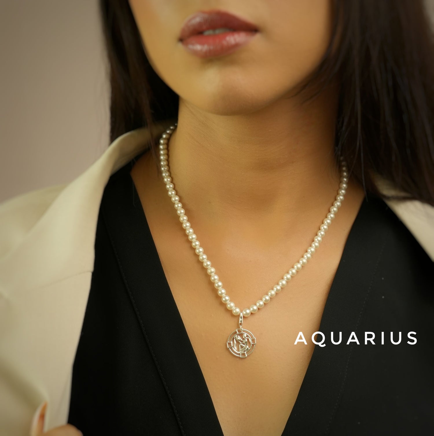 Aquarius Pearl 92.5 Silver Necklace