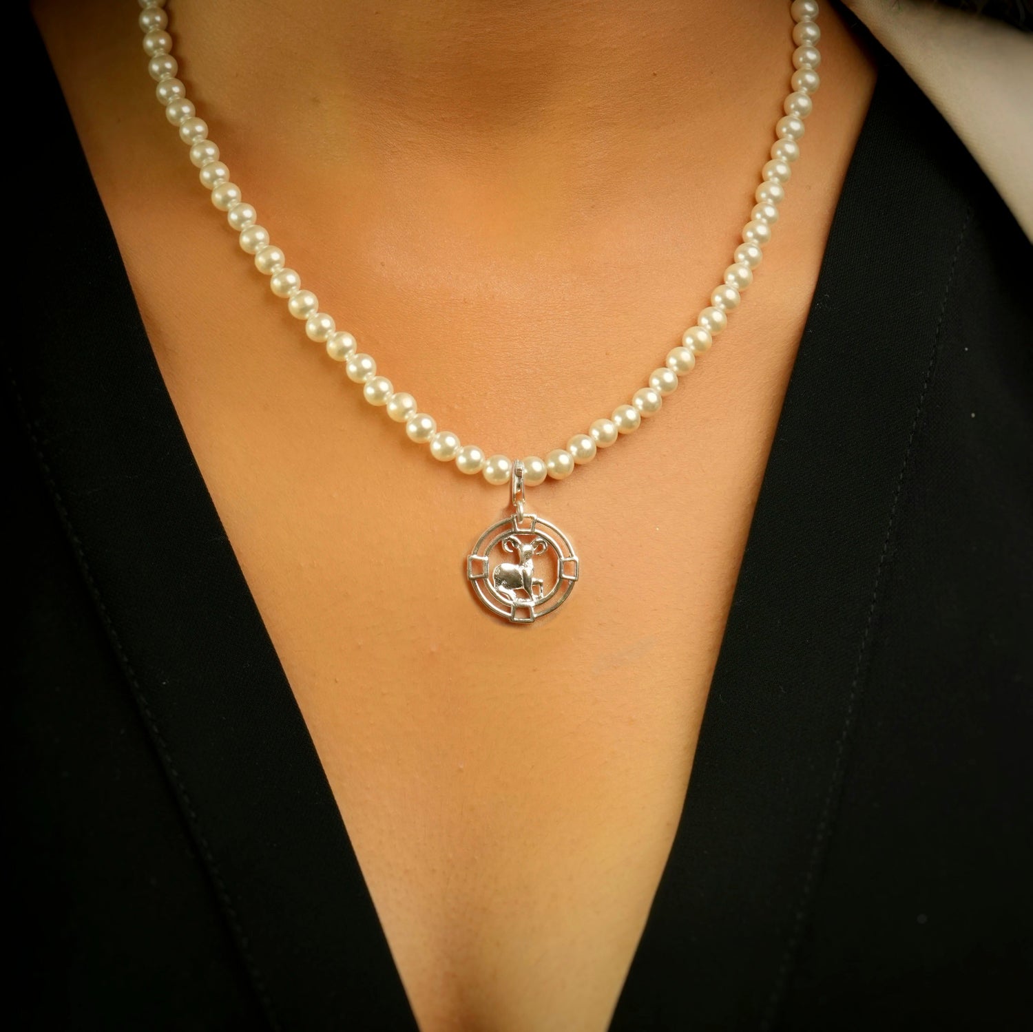Aries Pearl 92.5 Silver Necklace
