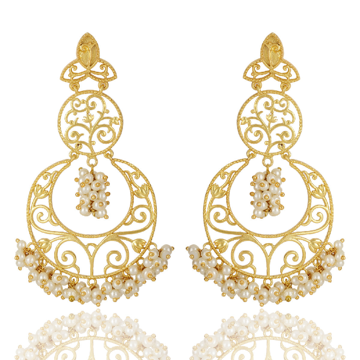 Lotus Pearl Chandbali 22k gold-plated Earring