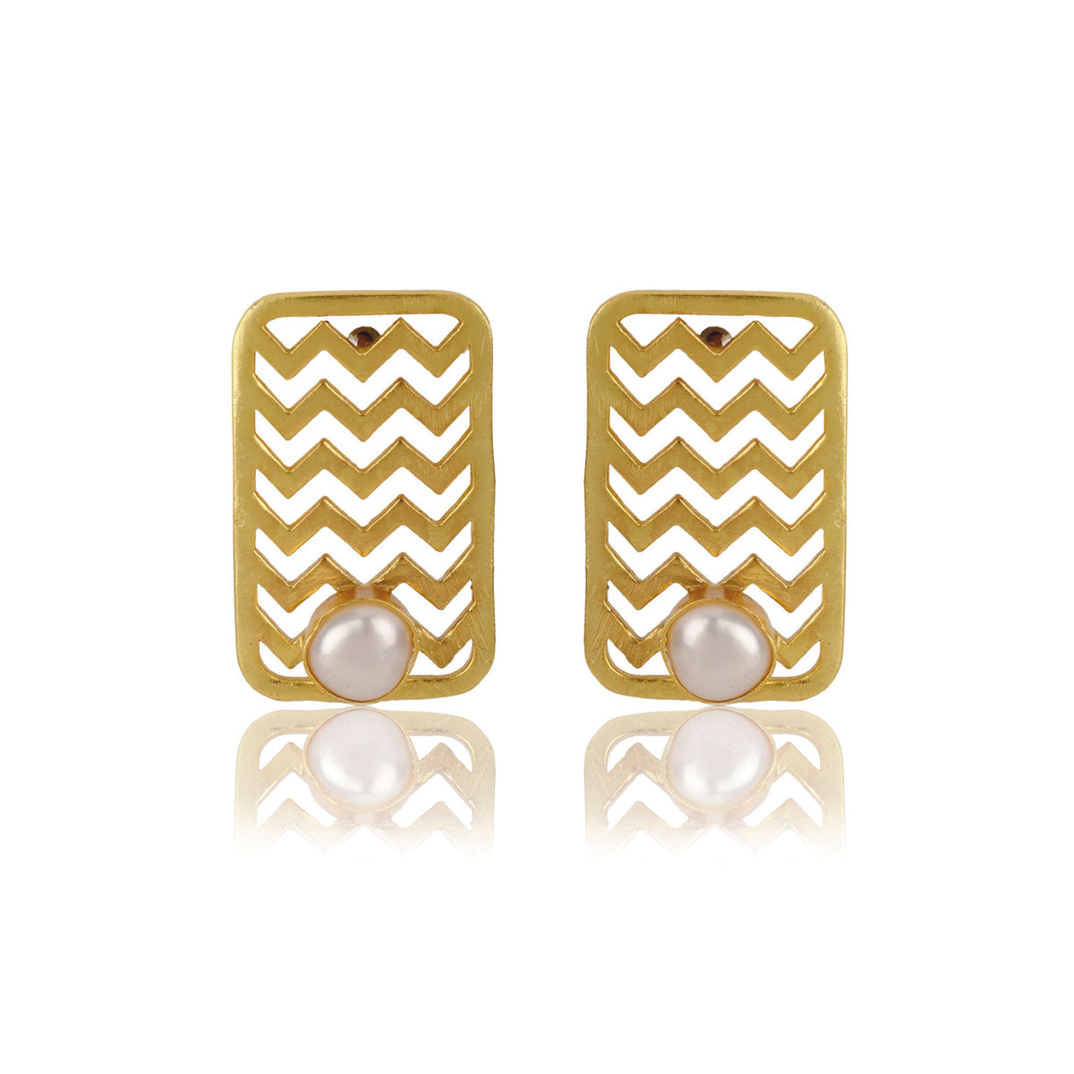 Freshwater Pearls Studs - Chevron Chic