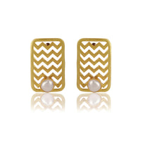 Freshwater Pearls Studs - Chevron Chic
