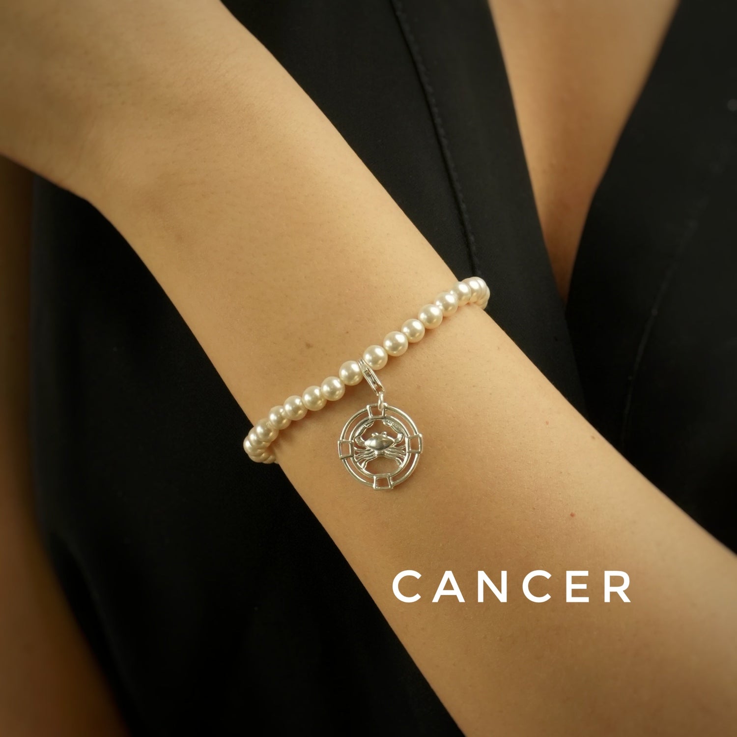 Cancer Pearl 92.5 Silver Bracelet