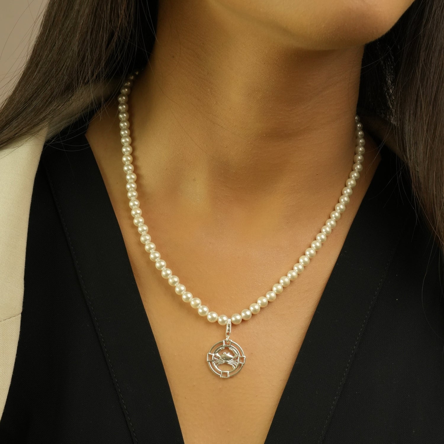 Cancer Pearl 92.5 Silver Necklace
