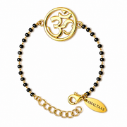 Women OM 22k Gold-plated Brass Bracelet with Black Onyx