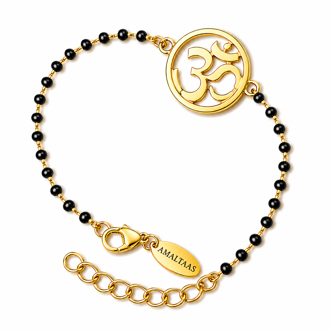 Women OM 22k Gold-plated Brass Bracelet with Black Onyx