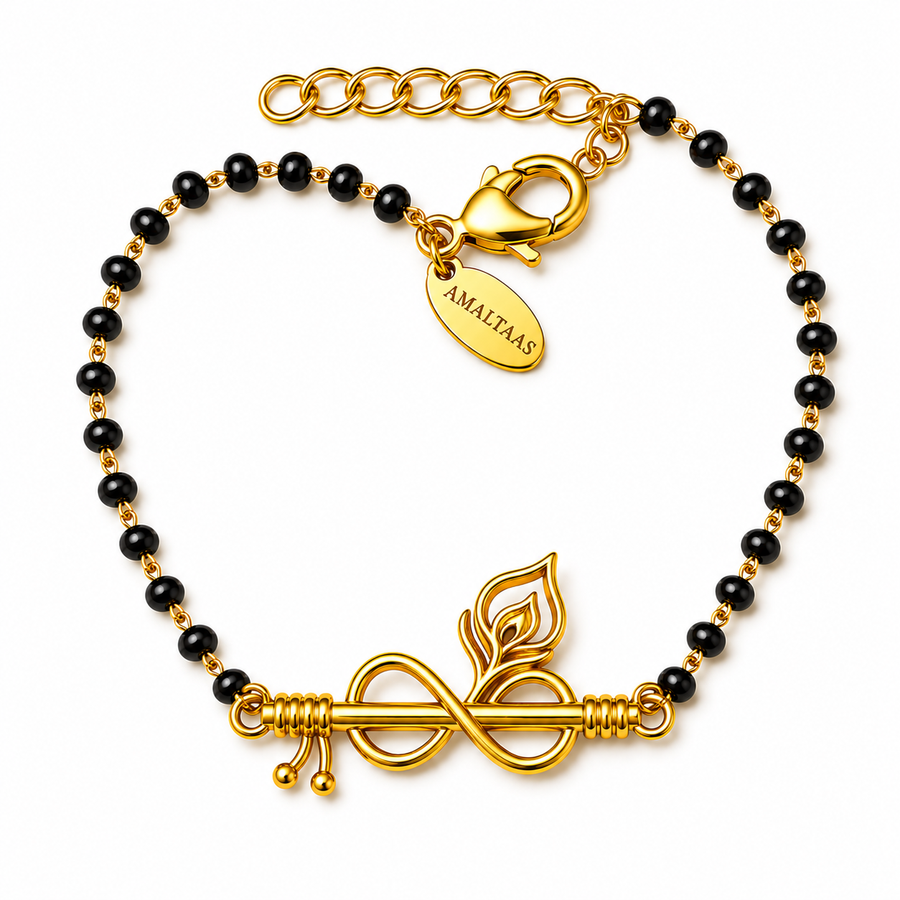 Women Forever Thakurji Love 22k Gold-plated Bracelet with Black Onyx