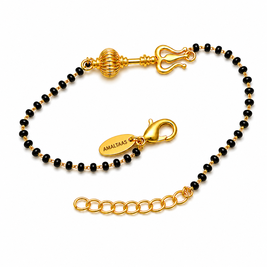 Women Shivastra 22k Gold-plated Brass Bracelet with Black Onyx