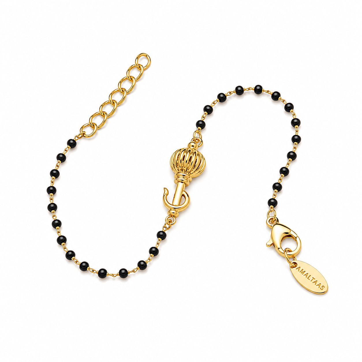 Women Vayuputra Gada 22k Gold-plated Brass Bracelet with Black Onyx