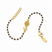 Women Vayuputra Gada 22k Gold-plated Brass Bracelet with Black Onyx