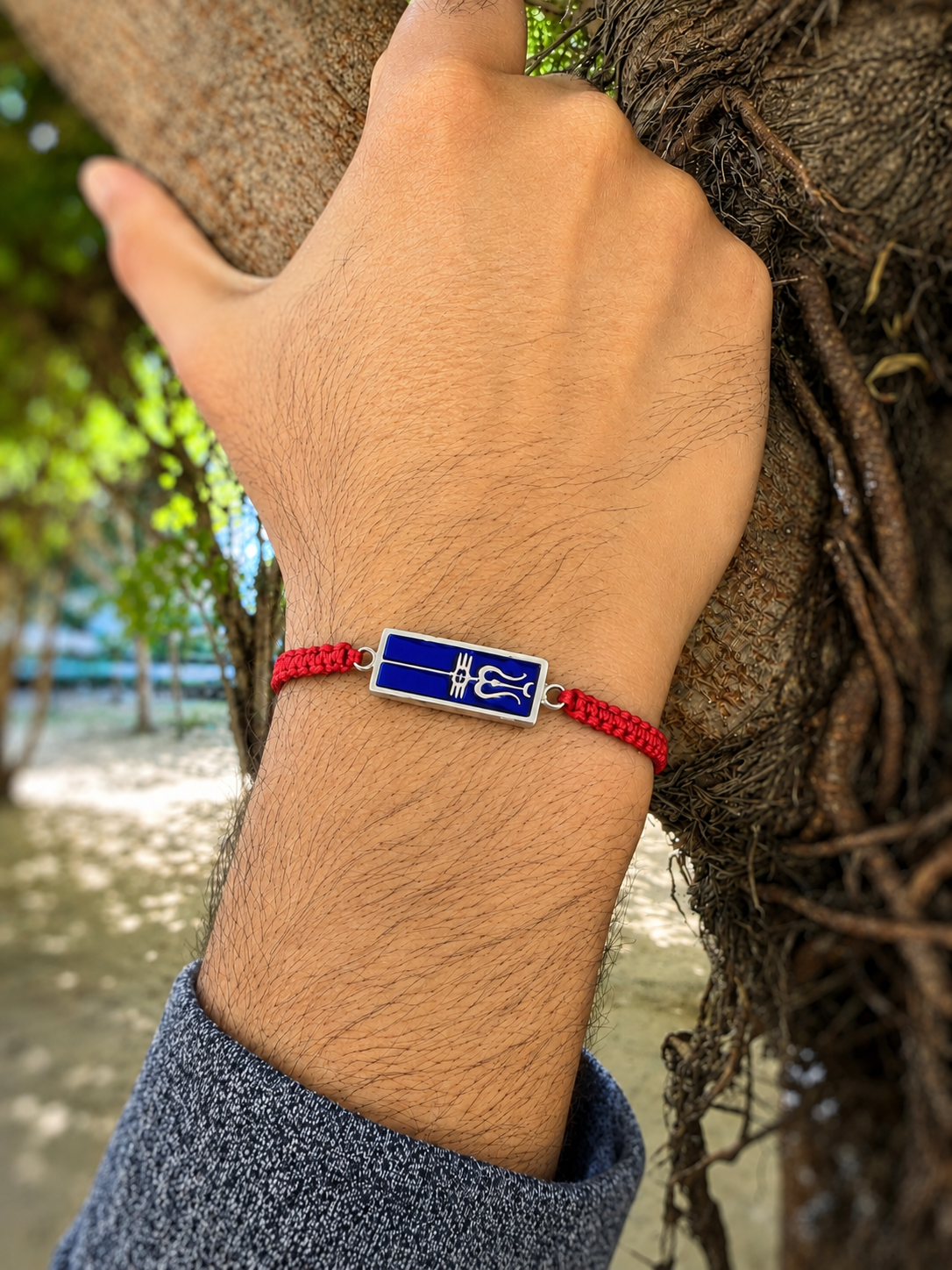 Neelkanth Trishul 92.5 Silver Bracelet