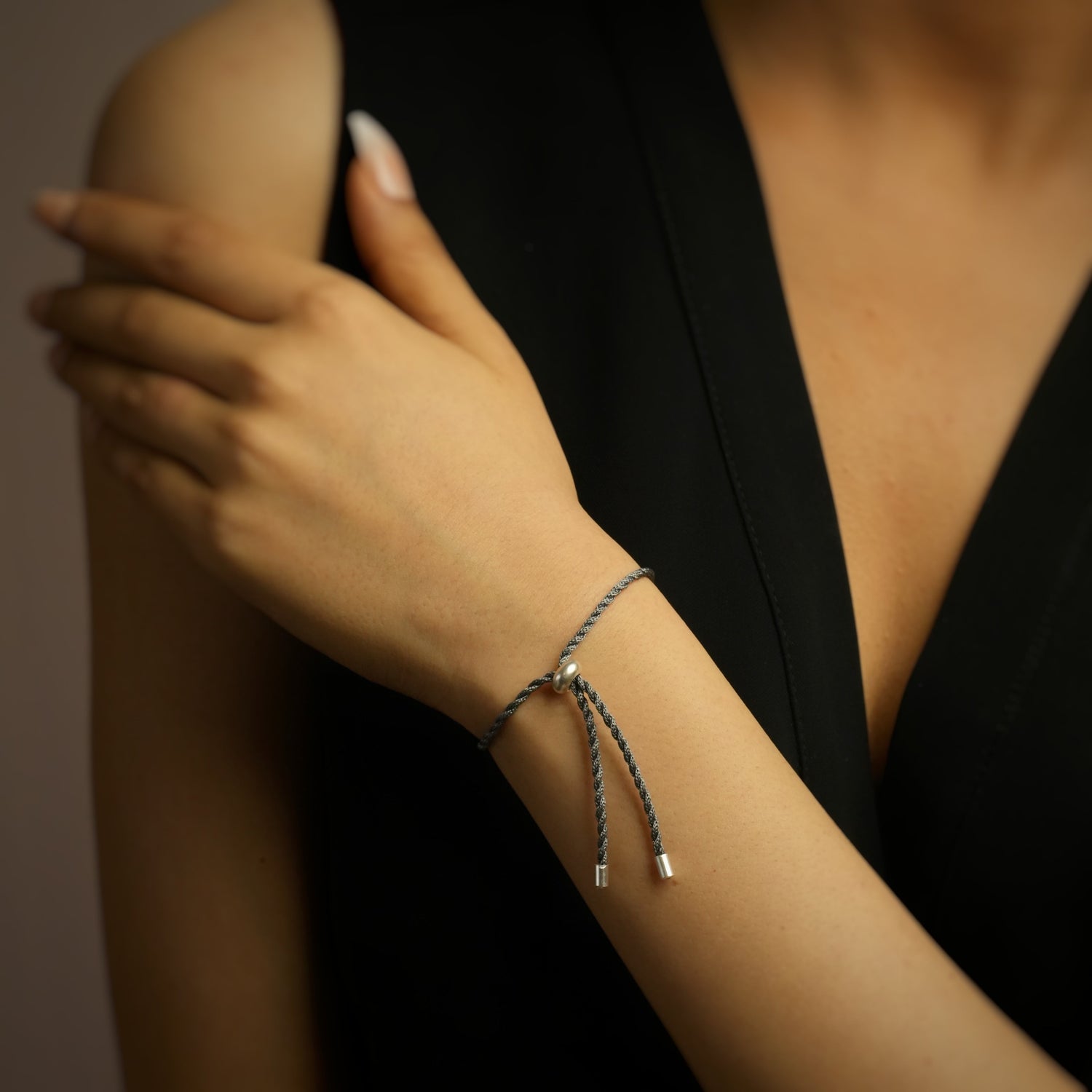 Classic Grey Thread Bracelet with Bolo Closure (Zodiac Charm Not Included)