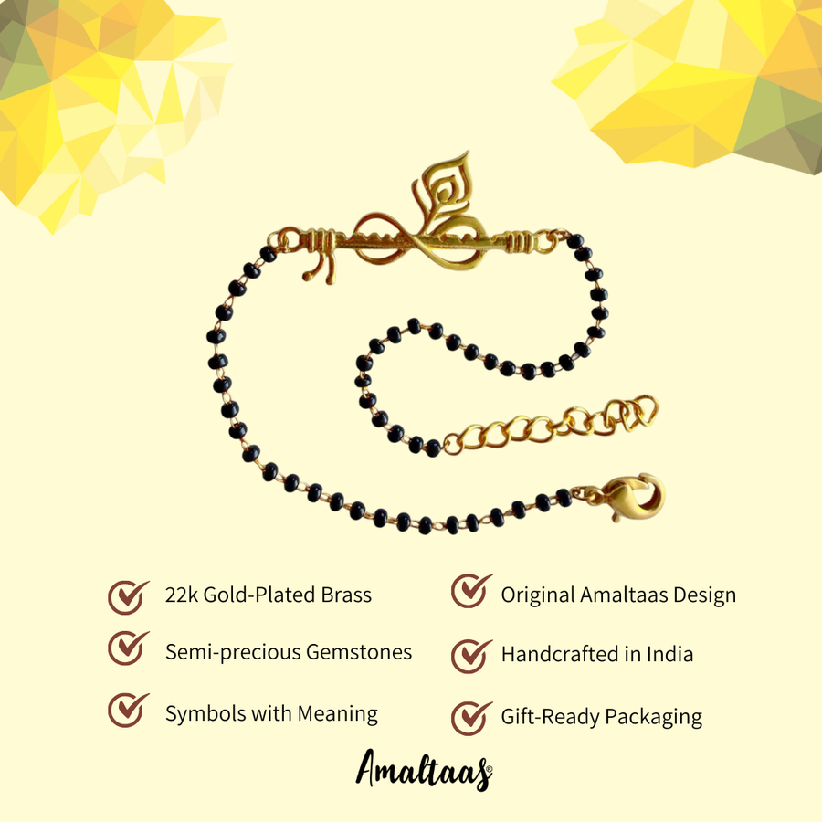 Women Forever Thakurji Love 22k Gold-plated Bracelet with Black Onyx