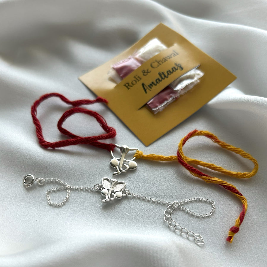 COMBO RAKHI -Ganesh 92.5 Silver Rakhi for Bhai & Bhabhi