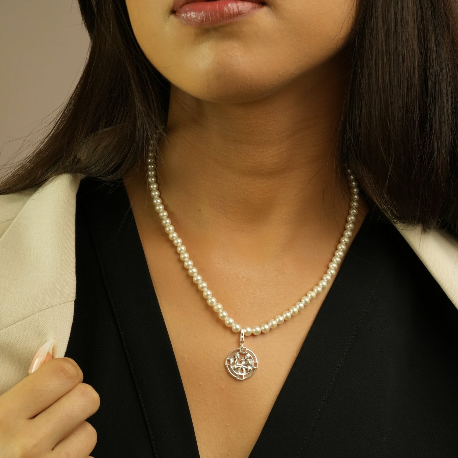 Gemini Pearl 92.5 Silver Necklace