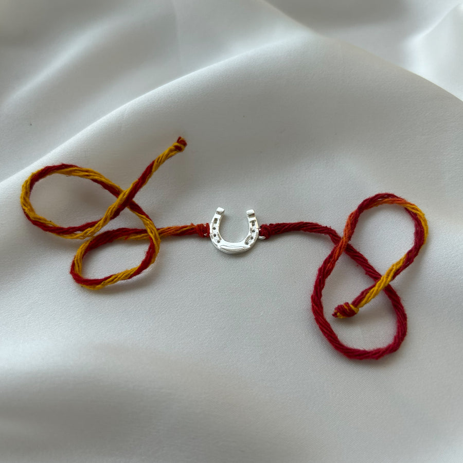 RAKHI - Good Luck HorseShoe  92.5 Silver Rakhi