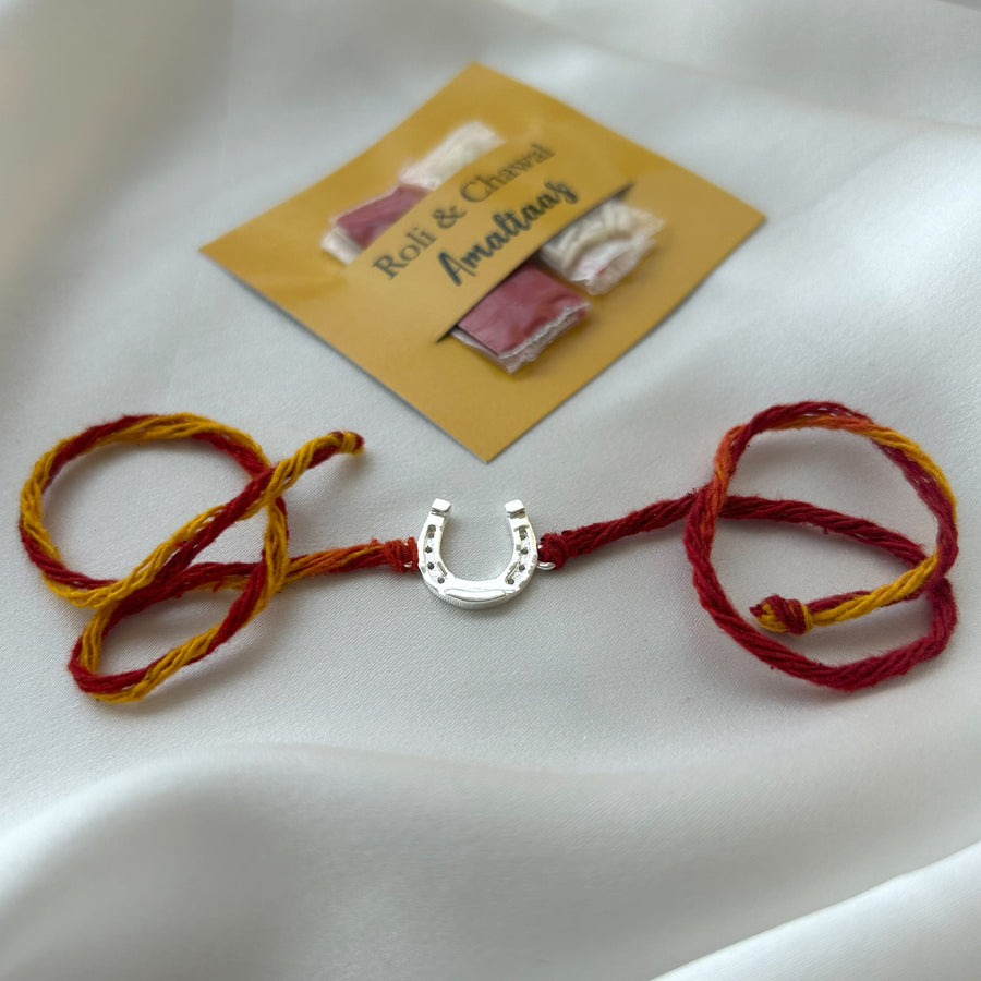 RAKHI - Good Luck HorseShoe  92.5 Silver Rakhi