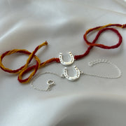 COMBO RAKHI - Good Luck HorseShoe  92.5 Silver Rakhi For Bhai & Bhabhi