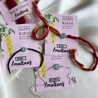RAKHI B3 - Nazar Enamel EvilEye 92.5 Silver Bhai-Bhabhi-Baby Rakhi Combo (Family Pack)