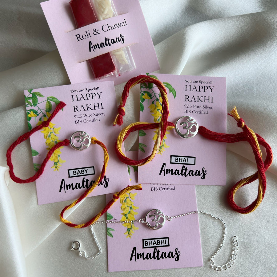 RAKHI B3 - OM Bhai-Bhabhi-Baby Rakhi Combo (Family Pack)