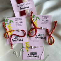 RAKHI B3 - Vayuputra Gada 92.5 Silver Bhai-Bhabhi-Baby Rakhi Combo (Family Pack)