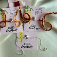 RAKHI B3 - Thakurji  Bansuri 92.5 Silver Bhai-Bhabhi-Baby Rakhi Combo (Family Pack)