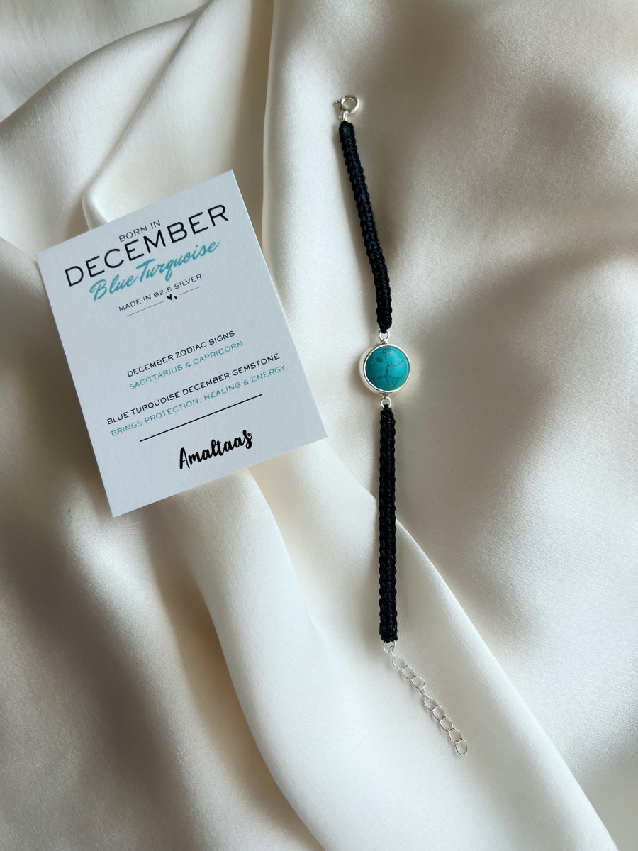 December Birthstone – Blue Turquoise 92.5 Silver Bracelet