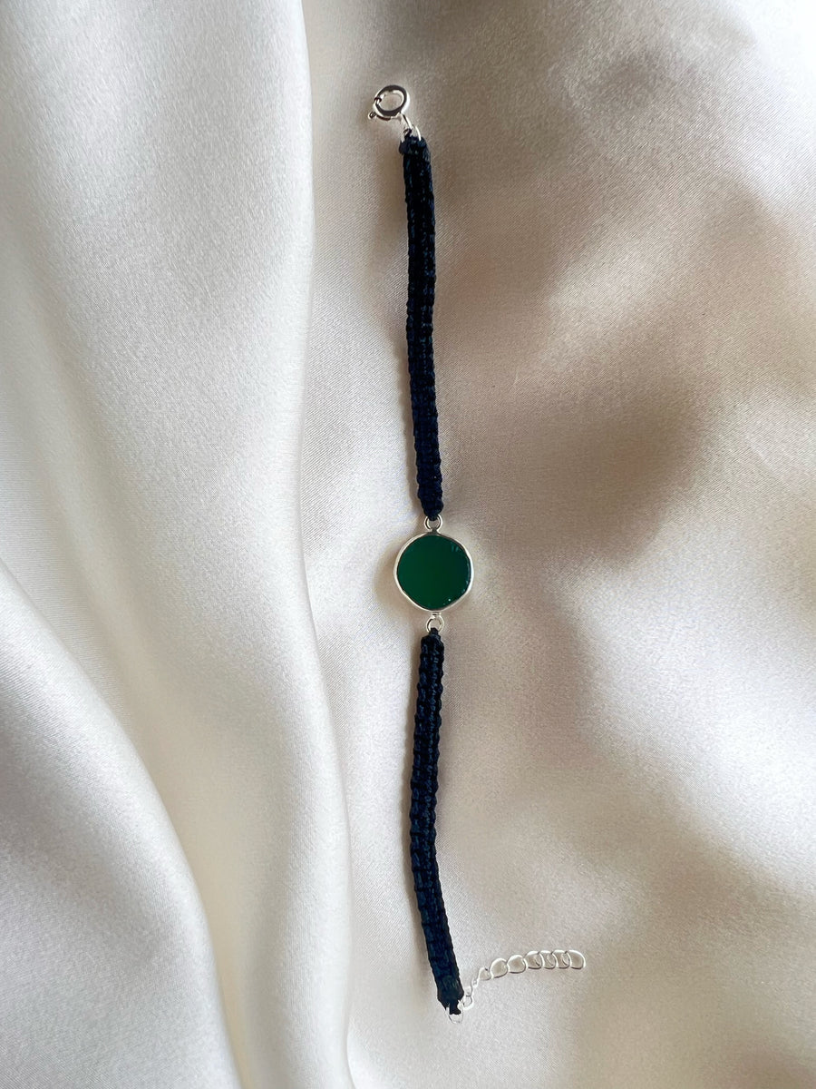 May Birthstone –  Green Onyx  92.5 Silver Bracelet