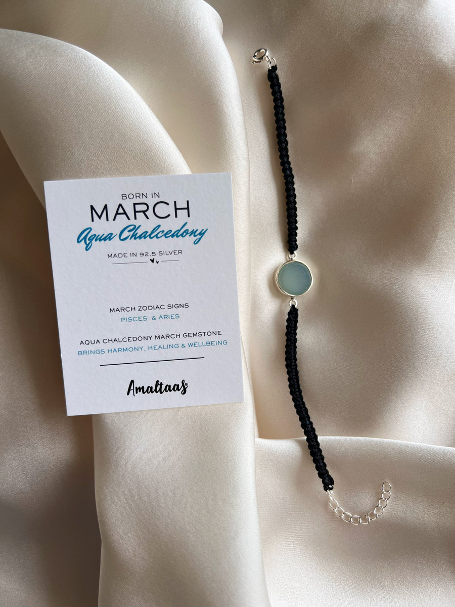 March Birthstone – Aqua Chalcedony 92.5 Silver Bracelet