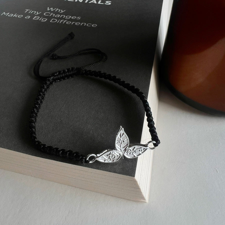 Men -  Om Namah Shivaya Bel Patra (Sacred Leaf) 92.5 Silver Bracelet