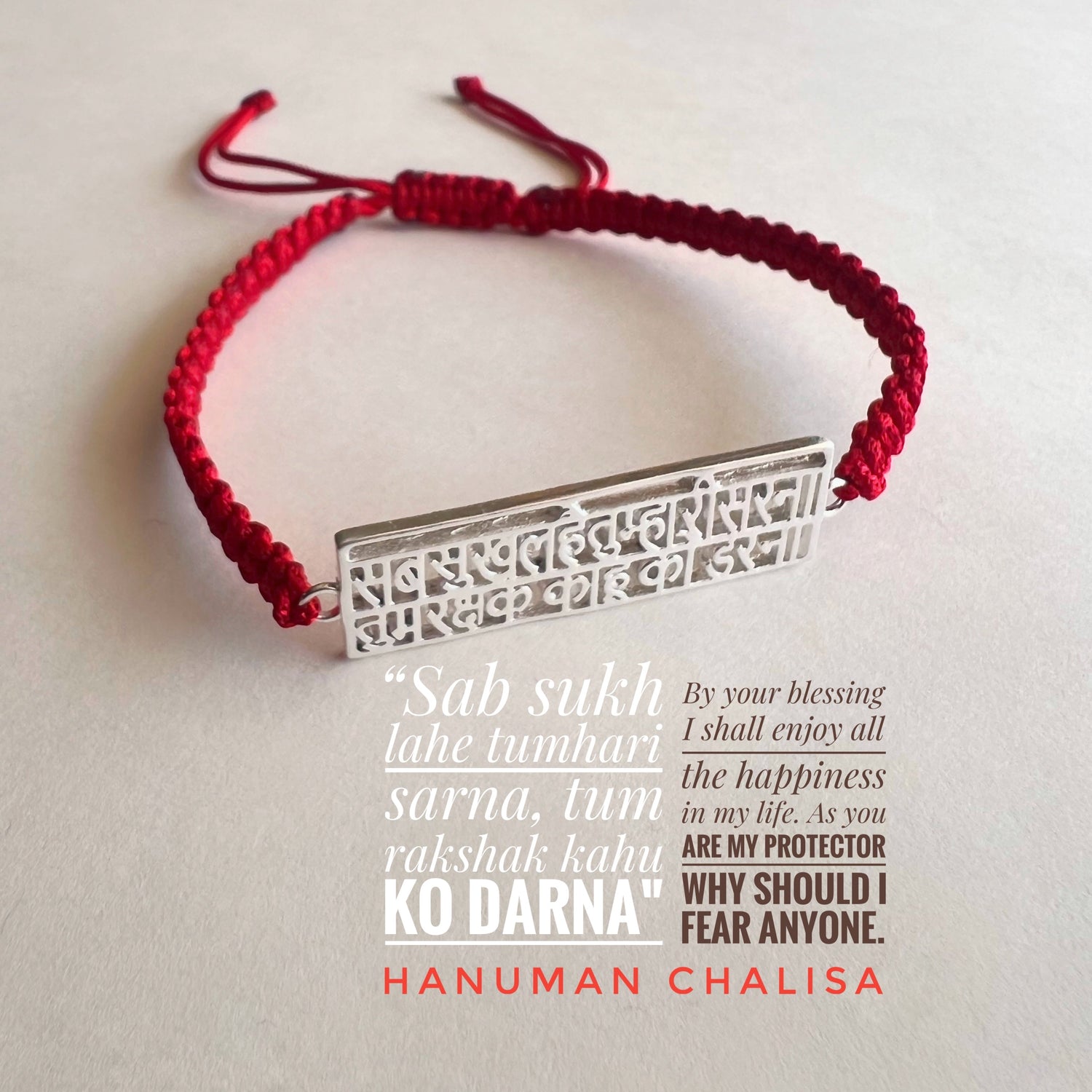 Hanuman Chalisa Protection – 92.5 Silver Bracelet