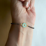 Women EvilEye Nazar Guardian 22k Gold-plated Brass Bracelet with Black Onyx