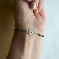 Women EvilEye Nazar Guardian 22k Gold-plated Brass Bracelet with Black Onyx