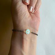 Women EvilEye Nazar Guardian 22k Gold-plated Brass Bracelet with Black Onyx