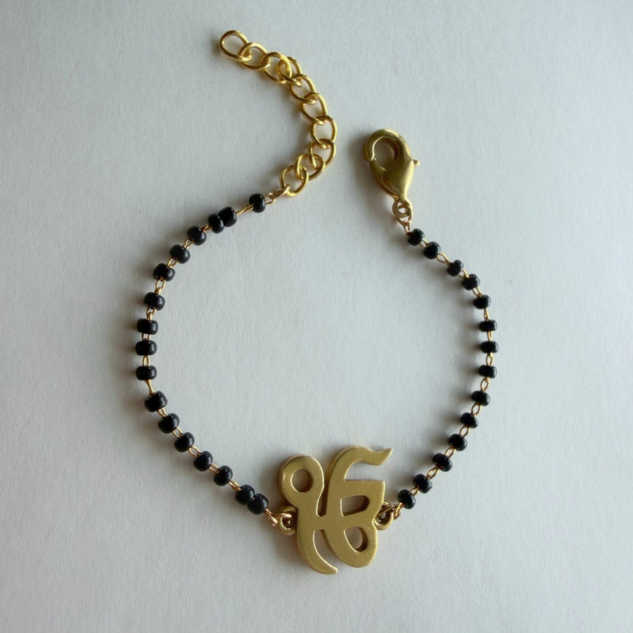 Women Raab Rakha 22k Gold-plated Brass Bracelet with Black Onyx