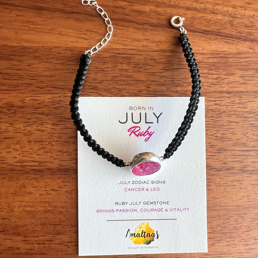 July Birthstone – Ruby 92.5 Silver Bracelet
