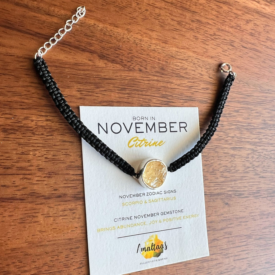 November Birthstone – Citrine 92.5 Silver Bracelet
