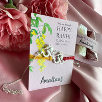 COMBO RAKHI -Om Ganesha  92.5 Silver Rakhi For Bhai & Bhabi