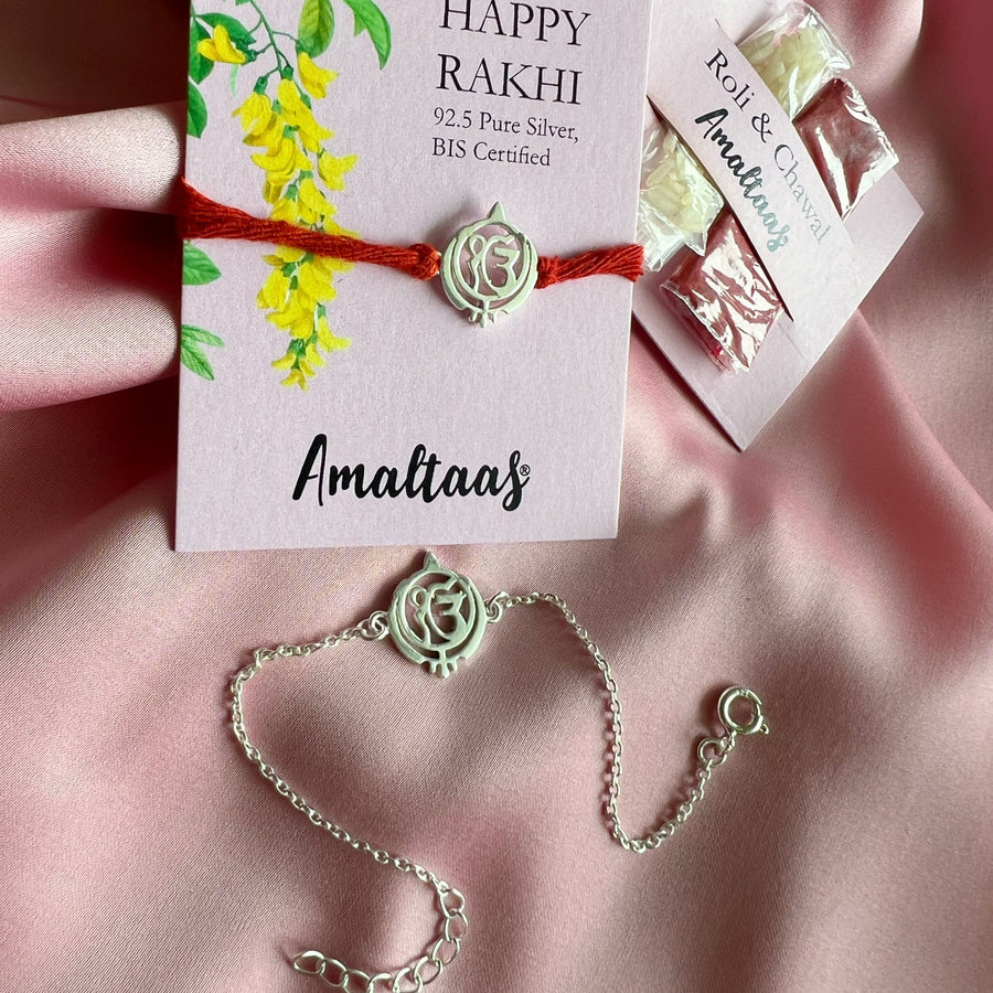 COMBO RAKHI -Ek Onkar 92.5 Silver Rakhi for Bhai & Bhabhi