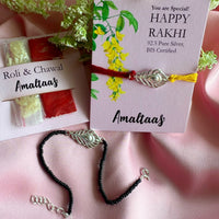 COMBO RAKHI - Kanha Morpankh 92.5 Silver Rakhi for Bhai & Bhabhi
