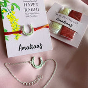 COMBO RAKHI - Good Luck HorseShoe  92.5 Silver Rakhi For Bhai & Bhabhi