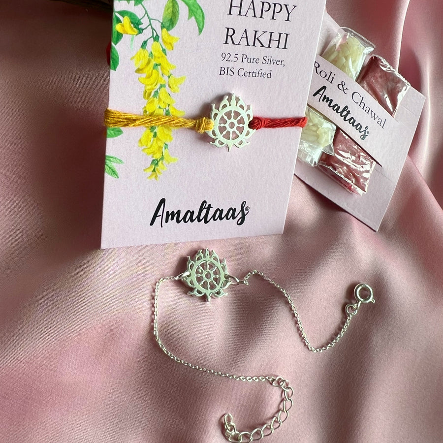 COMBO RAKHI – Sudarshan Chakra 92.5 Silver Rakhi for Bhai & Bhabhi