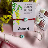 COMBO  RAKHI - Nazar Enamel EvilEye 92.5 Silver Rakhi for Bhai & Bhabhi