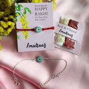 COMBO  RAKHI - Nazar Enamel EvilEye 92.5 Silver Rakhi for Bhai & Bhabhi