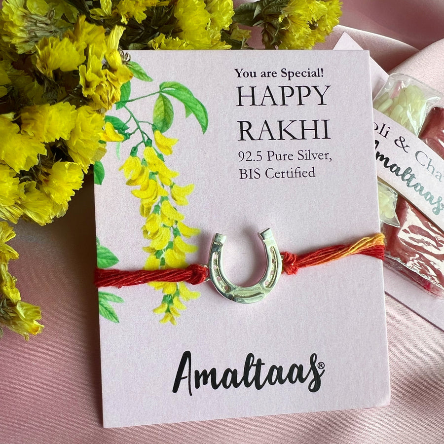 RAKHI - Good Luck HorseShoe  92.5 Silver Rakhi