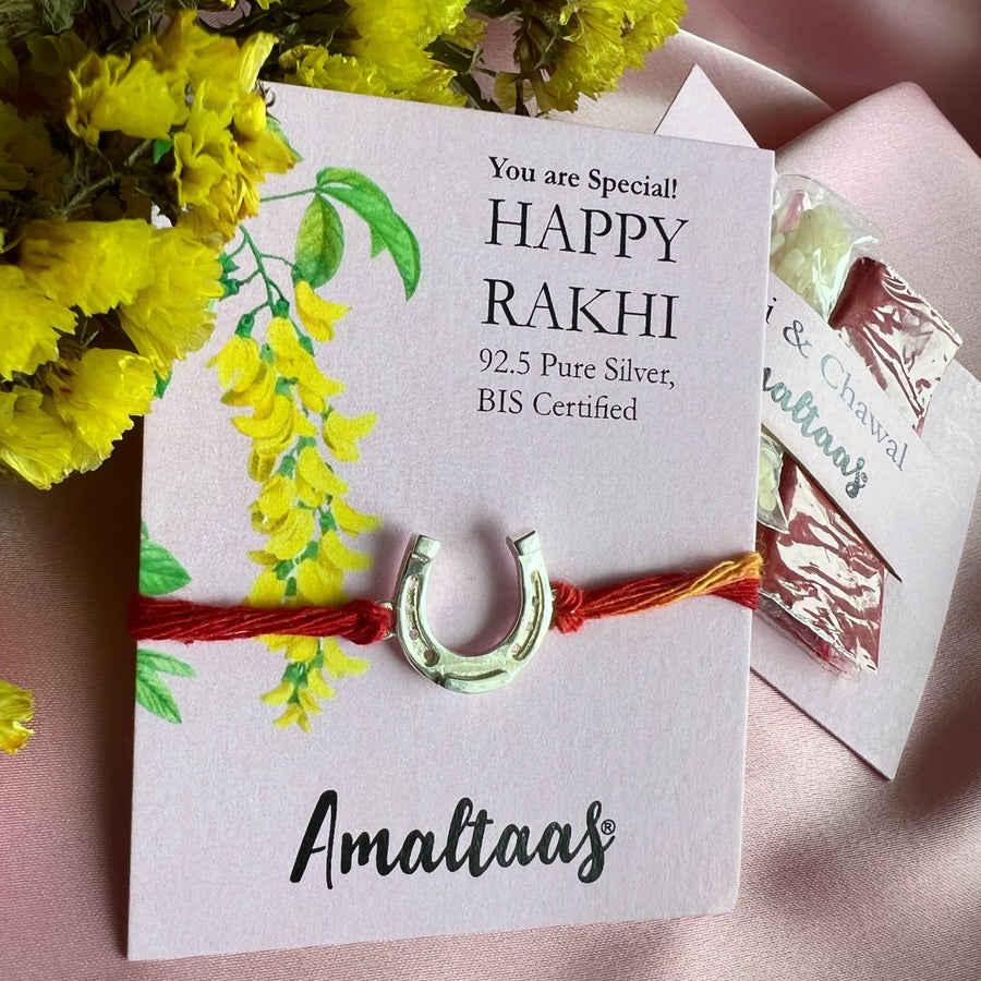 RAKHI - Good Luck HorseShoe  92.5 Silver Rakhi