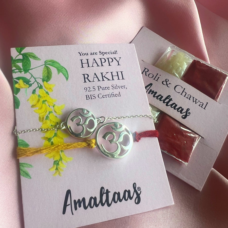 COMBO RAKHI - OM 92.5 Silver Rakhi for Bhai & Bhabhi