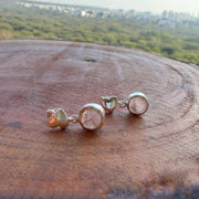 My Heart Rose-quartz Earring - 92.5 Silver ( with 22k Gold Plating )