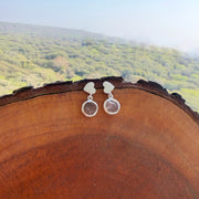 My Heart Rose-quartz Earring - 92.5 Silver ( with 22k Gold Plating )